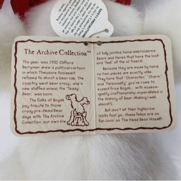 Boyds Bear White Red Ribbon Valentine Love Bear - Picture 9 of 14